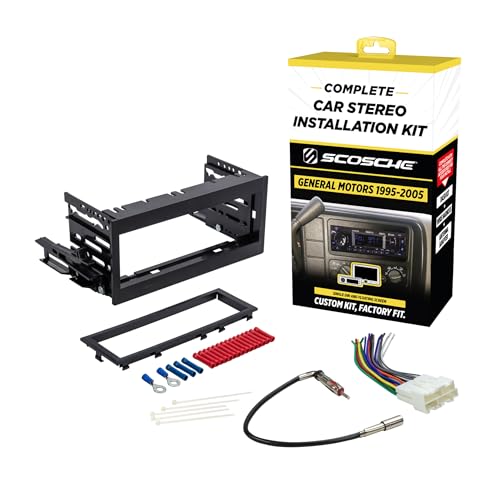Scosche GM9505CS Complete Single DIN Stereo Installation Kit for Select Non-Amplified 1995-05 GM Full Size Trucks and SUV's - No Steering Wheel Remote - See Fit Guide in Images to Verify Your Vehicle