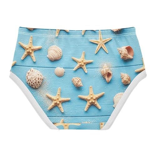 Cotton Toddler Underwear Floral Seashells Starfish Blue Panties Little Girl Designer Undies Kids Briefs 2t2