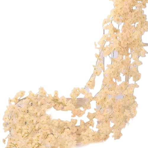 Guirnalda de flores artificiales en lianas, escaladora y suspendente de flores de cerezo, decoración de cuerda artificial colgante para casa, dormitorio, boda,