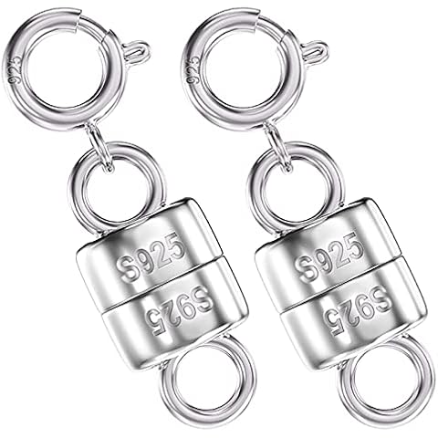 OHINGLT 925 Sterling Silver Magnetic Necklace Clasps and Closures,Gold and Silver Magnetic Clasp Converter for Jewelry Making Supplies,Chain Extender Connector for Small Necklace Bracelet Cover