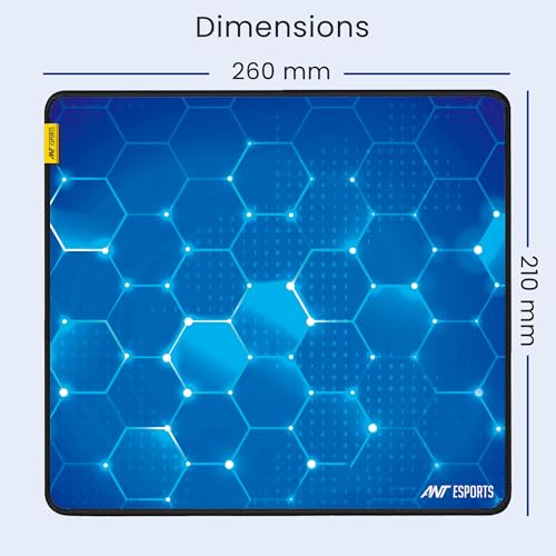 Image of Ant Esports Hexa Mouse Pad 260X210X3mm Anti-fray Stitching, Waterproof Surface & Non-Slip Rubber Base Stitched Edges Gaming Mouse Mat for Laptop, Compatible with Laser and Optical Mice - Blue Hexagon