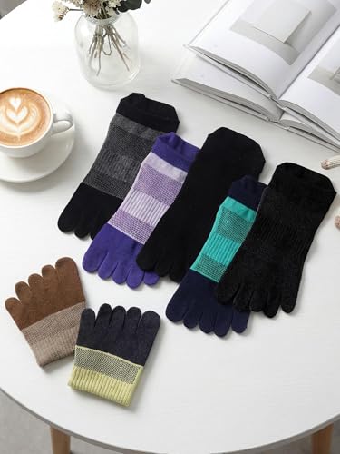 Image of Fourluoo 6 Pairs Women Cotton Athletic Toe Socks