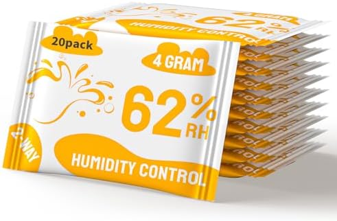 Boadw 2-Wege Feuchtigkeitsregulierung 62% Luftfeuchtigkeit Terpene & Aromaschutz, 4g Feuchtigkeitsregler zur Aufbewahrung von Kräutern schützt bis zu 15g - 20 Stück