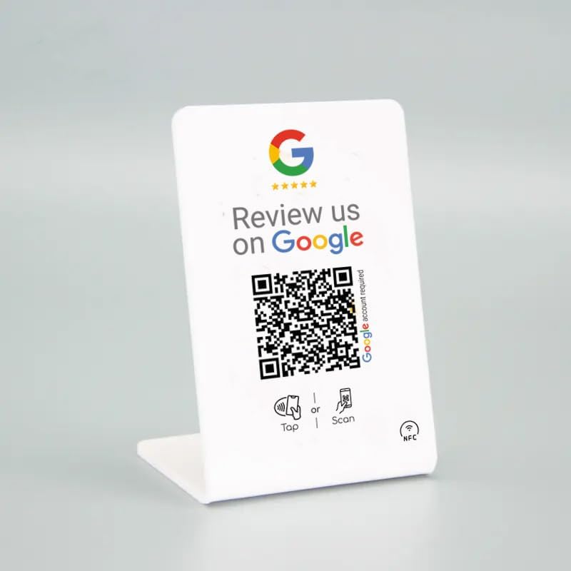Google Review Stand with NFC and QR code with Cloud activation, Google Review L shape Stand