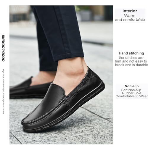 Men's Classic Business Leather Driving Loafers Fashion Comfortable Non-Slip Soft Casual Boat Shoes Formal Dress Shoes3