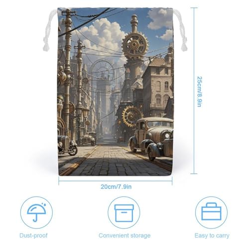 Drawstring Storage Bag Sports Cinch Sack Steampunk City Gym String Bags for Travel Swimming Beach2