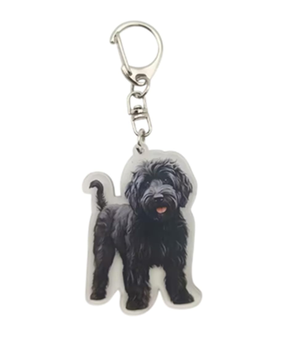 CMJ™ Flat Acrylic Black Poodle Keyring Gift for Dog Lovers Breed Keychain