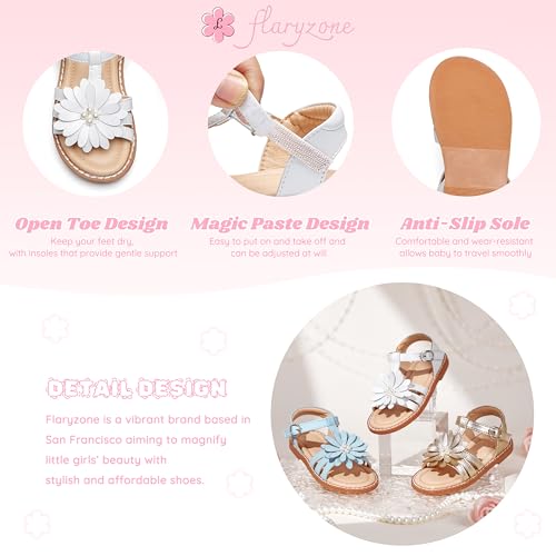 Image of Flaryzone Girls Sandals Open Toe Summer Flats Dress Sandals Shoes Toddler /Little Kid