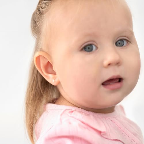 14k Yellow Gold Classic Freshwater Cultured Pearl Screw Back Earrings for Girls - Stud Earrings for Babies, Toddlers & Little Girls - Small Classic Girl Stud Earrings2