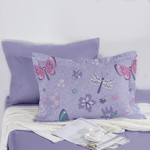 Mooreeke Bed In A Bag For Kids Girls Teens, 6 Pieces Twin Size Comforter Bed Set With Shams, Sheet Set And Decorative Toy Pillow, Butterfly Purple Super Soft Microfiber Kids Comforter Bedding Set #TOP5
