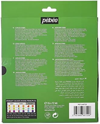 PEBEO  Studio Acrylics - Acrylic Paint Set for Professional Artists and Hobby Painters  24 colours, 12 ml