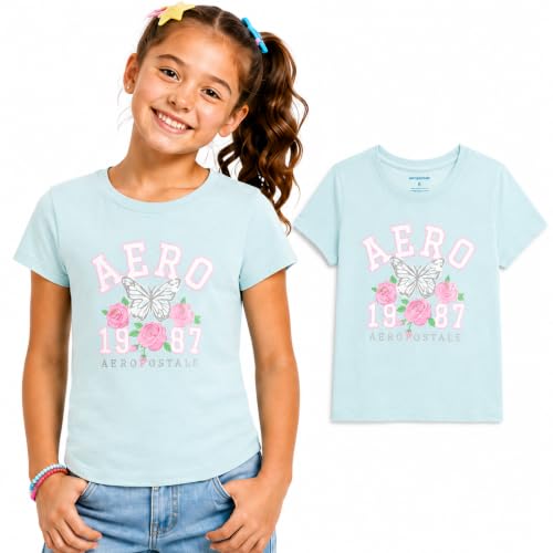 Image of Girls T Shirts - Soft Cotton Blend Short Sleeve Cute Graphic Tees - Classic Crewneck Logo Tee Girls Shirts (Sizes: 7-16)