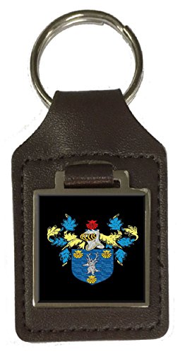 Porte-clés en cuir marron blason famille Hollande : un cadeau mémorable
