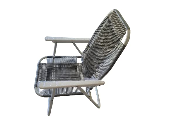 Image of Folding Chair with Arm Rest I Foldable Easy Chair I Steel Pipe Wire Chair I Grey and White