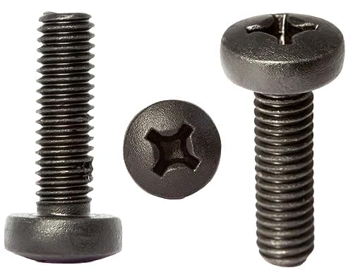 M5 (5mm x 25mm) Black Zinc Flake Phillips Pan Head Machine Screws Metric Steel Fully Threaded DIN 7985 (Pack of 20) N07ABC