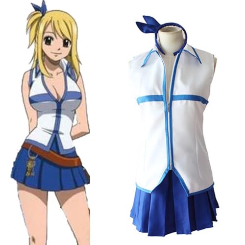 Xinnice FAIRY TAIL Costume de cosplay Lucy Heartfilia Jeu de rôle Anime marin sans manches Costume de cosplay Tenue de fête d'Halloween pour homme femme S à...