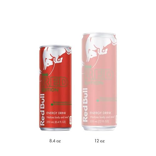 Red Bull Red Edition Energy Drink, Watermelon, with 80mg Caffeine plus Taurine & B Vitamins, 8.4 Fl Oz, 2 Packs of 12 Cans (Pack of 24)