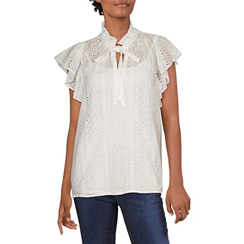 BCBGMAXAZRIA Women's Ruffle Sleeve V-Neck Top
