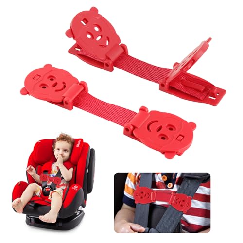 Anti Escape Baby Harness Chest Clips Strap Lock, Prevent Children/Kids Taking Their Arms Out of Child High Chairs/Strollers/Baby Reins, Red(2 Pack)