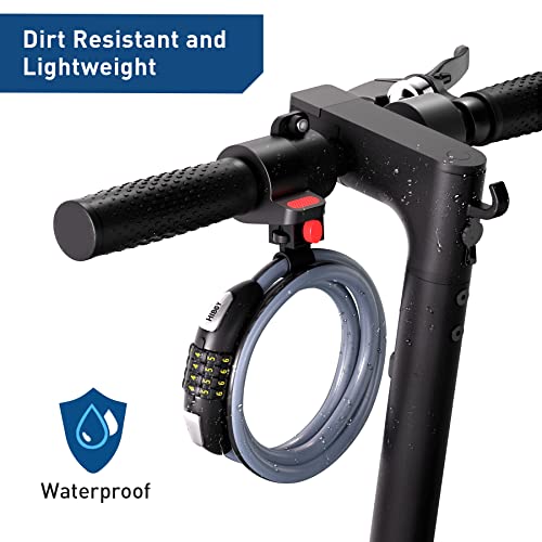 Image of Hiboy Bike Lock, 3.3 Feet Bike Cable Locks, Resettable 4-Digit Combination Lock, Bike Locks Heavy Duty Anti Theft
