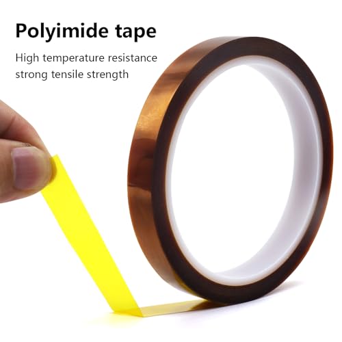 Image of BOMEI PACK Polyimide Tape, 5 Pack High-Temperature Resistant Tape 5 /8 /12 /25 /30mm x 33m(108ft), No Residue Heat-Resistant Tape for Electric Task, 3D Printing, Soldering, Sublimation, Masking