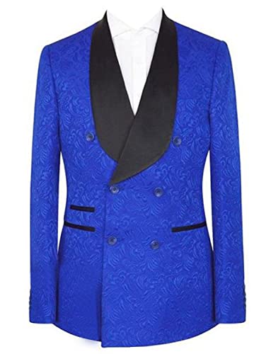 Cdkoke Herren 2-teiliger Jacquard Anzug mit Schalkragen Allover-Blumendruck für Weihnachtsfeier Smoking – Bild 4