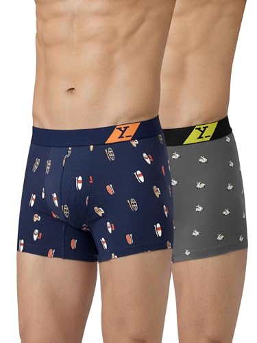 Image of XYXX Men's Splash Super Combed Cotton Printed Trunks | Antibacterial, Regular Fit, No-Marks Waistband | Underwear Combo Pack of 2