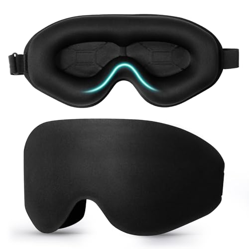 Blendura Masque de Nuit, 3D Cache Yeux pour Dormir Bloquer la Lumière Masque Sommeil 20mm Contour Profond Doux et Confortables Masque Nuit Sommeil pour Femme Homme, 1 paquet