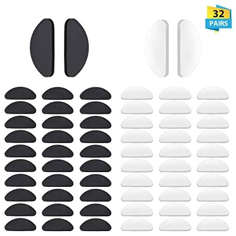 KINGDUO 32 Pairs Soft Eyeglasses Nose Pads, Thin Glasses Adhesive, Stick On Anti-Slip Soft Silicone Adhesive Nose Pads For Eyeglass Glasses, Sunglasses Cover
