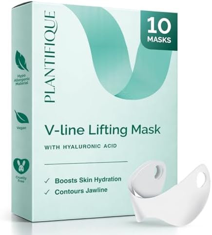 PLANTIFIQUE Doppelkinn Entferner Gesichtsmaske Jawline Maske - 10er Set | Gesichtsmaske Frauen et Männer Doppelkinn Maske Kinnriemen Hyaluron Maske Gesicht - Jaw & Face Mask Beauty