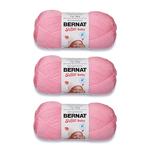 Image of Bernat Softee Baby Prettiest Pink Yarn - 3 Pack of 141g /5oz - Acrylic - 3 DK (Light) - 362 Yards - Knitting /Crochet
