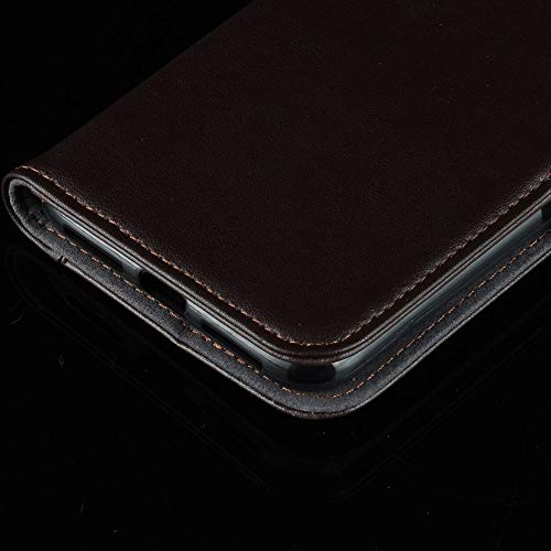 Étui Honor 9X version d'empreintes digitales clapet cuir véritable marron