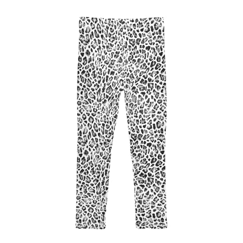 Leopard Skin Print Black White Girls Casual Leggings for Kids Printed Long Pant Bottoms Stretch and Soft2