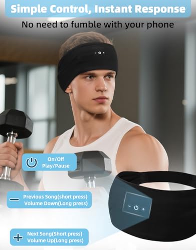 Image of Sleeping Headphones, Headband Headphones with HD Stereo Speaker, Bluetooth Headband for Sports, Running, Workouts, Yoga, Air Travel, Meditation, Gift - Black
