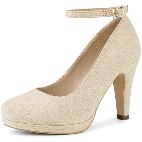 Perphy Escarpins à Talons Aiguilles à Bout Rond pour Femmes Beige 39 Cover
