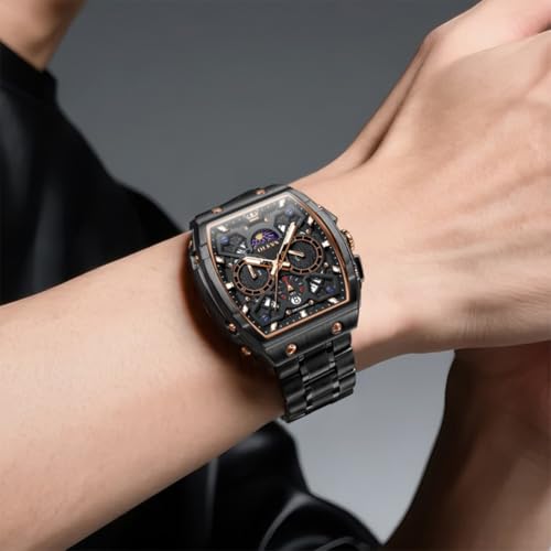 Image of OLEVS Men Watches Business Dress Chronograph Big Square Quartz Analog Male Watch Silicone Strap Waterproof Date Gift Mens Wrsit Watch Silver