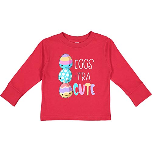 inktastic Eggs-tra Cute Fun Easter Toddler Long Sleeve T-Shirt 5-6 Red 3a53d