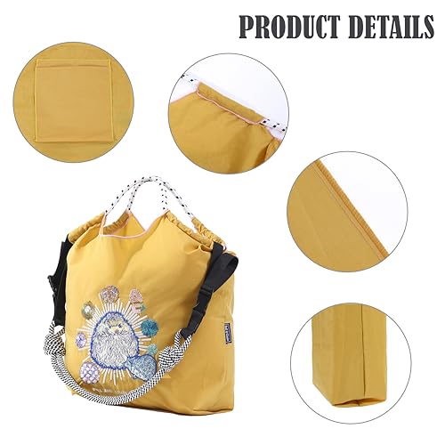 Image of Ball&Chain Stylish Embroidered Nylon Tote Bag for Women - Perfect for Shopping,Travel, Beach, and Ideal Birthday Gift! (Yellow, Medium)