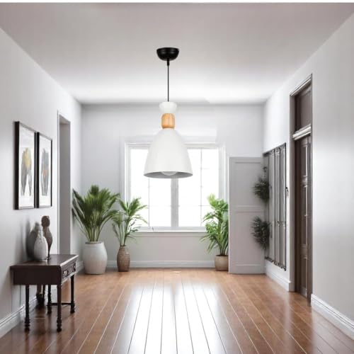 Image of Modern White Aluminium Pendant Light for Ceiling, Decorative Hanging Light for Living Room, Dining Room, Kitchen & Cafe Pack of 2