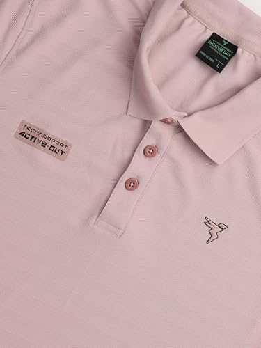 Image of TECHNOSPORT Men's Slim Fit Striped Half Sleeve Polo Active Out T-Shirt for Gym, Sports & Regular Use