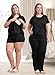 Rnxrbb 3 Piece Postpartum Nursing Pajamas Set Double Layer Maternity Breastfeeding Pjs Sleepwear for Women,Black L