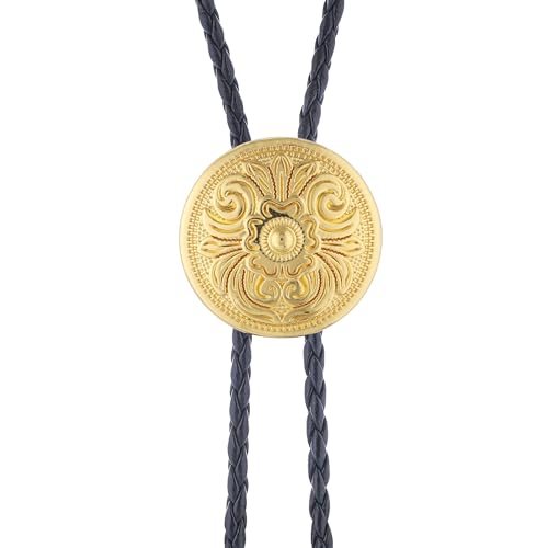 Image of GelConnie Floral Bolo Tie for Men Womens Bolo Tie Necklace Native American Black Men's Bolo Ties Western Cowboy Bolero Ties