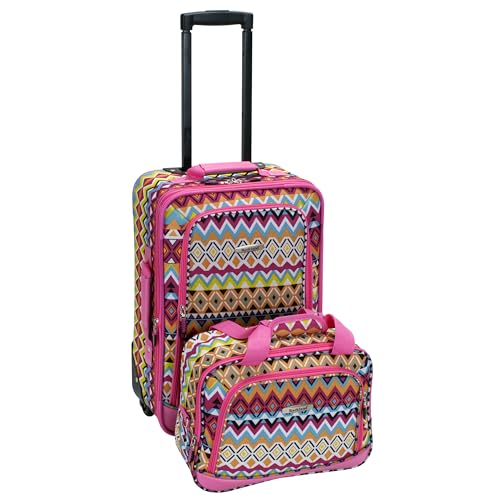 Image of Rockland Fashion Softside Upright Luggage Set, Tribal, 2-Piece (14 /19)