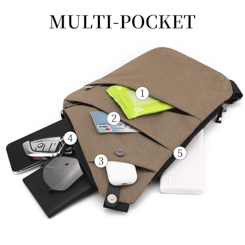 Image of Anti Theft Crossbody Bag,Sling Bag for Women Men,Multi-pocket Chest Shoulder Bag for Travel, Sport, Work