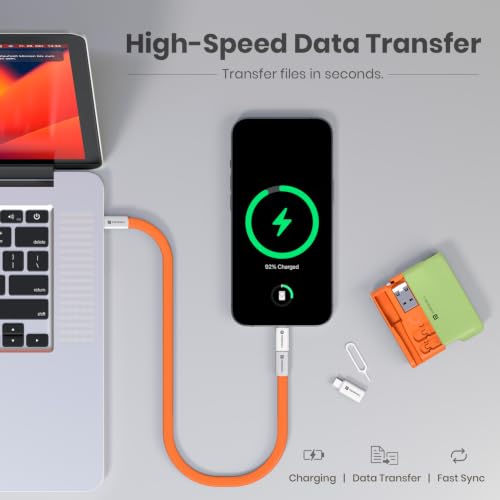 Image of Portronics Snapcase Ultra Multifunctional 8-in-1 Cable & tool Kit, 60W Fast Charging, USB-A, Type-C to Type C, 8-Pin & Micro Adapters, SIM & Micro SD Holder, High-Speed Data transfer, Green