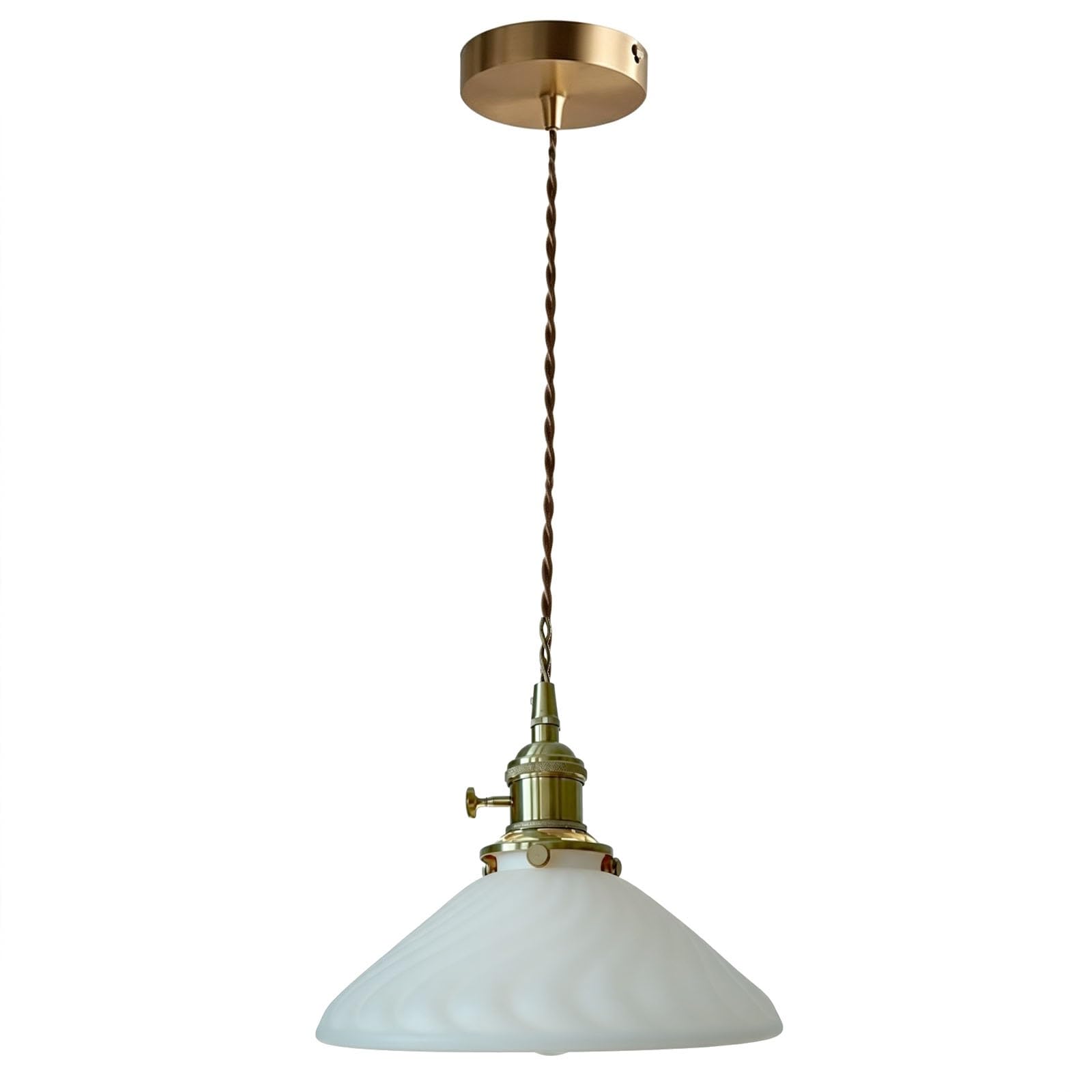 LUOYAOB White Ceramic Pendant Light Brass Socket Chandelier