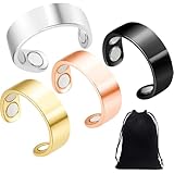 KRYMXAR 4 Stück Sömni Ring Damen Wechseljahre, Magnet Damen, 1 Stück Samtbeutel Schmuckbeutel, Sömni Ring für Männer und Frauen Entspannung