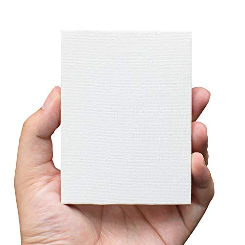 Image of FIXSMITH 3x4 Inch Mini Stretched Canvas Easel Set- Bulk Pack of 12,Set Contains 12 Rectangle Canvases &12 Mini Easels,Small White Art Canvases & Wood Easels for Painting Craft Drawing Decoration