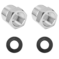 QZKJQDD 2 Stück Reduzierstück 1/2 auf 3/8, 2 Stück Adapter 1/2 auf 3/8 Zoll, Reduzierstück, Edelstahl Gewindefitting, Außengewinde-Innengewindeverbindungen, Geeignet für Industrie Usw Mit Lederring