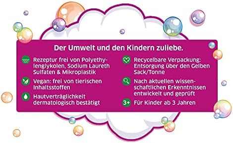 tetesept Children's Bathing Fun, Rainbow Land Bubble Bath Colourful Bath Foam with Fruity Fragrance and Unicorn Bubbly Foam, Colours Water, 1 x 40 g